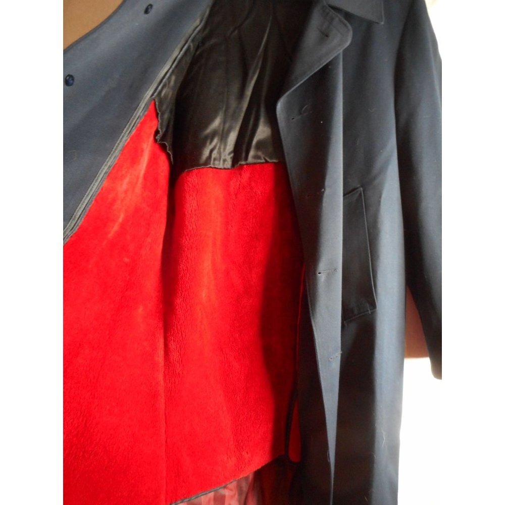Vintage Men's Blue 42R Zip in Liner / Lined Mens Trench Coat Overcoat JCPenney - Picture 3 of 6